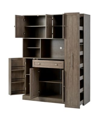 Buffet with Hutch, Kitchen Pantry Storage Cabinet - Brown