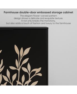 31.5" 1-Pc. Vintage Carved Buffet Cabinet with Adjustable Shelves and 2 Doors