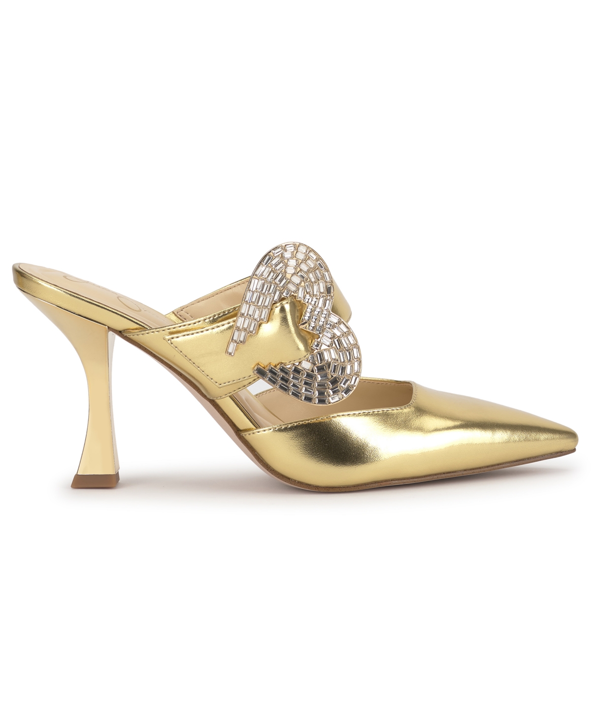 Jessica Simpson Favica Embellished Satin Slide Mule In Gold