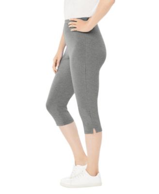 Plus Size Within Stretch-Cotton Knit Pull-On Capri Leggings