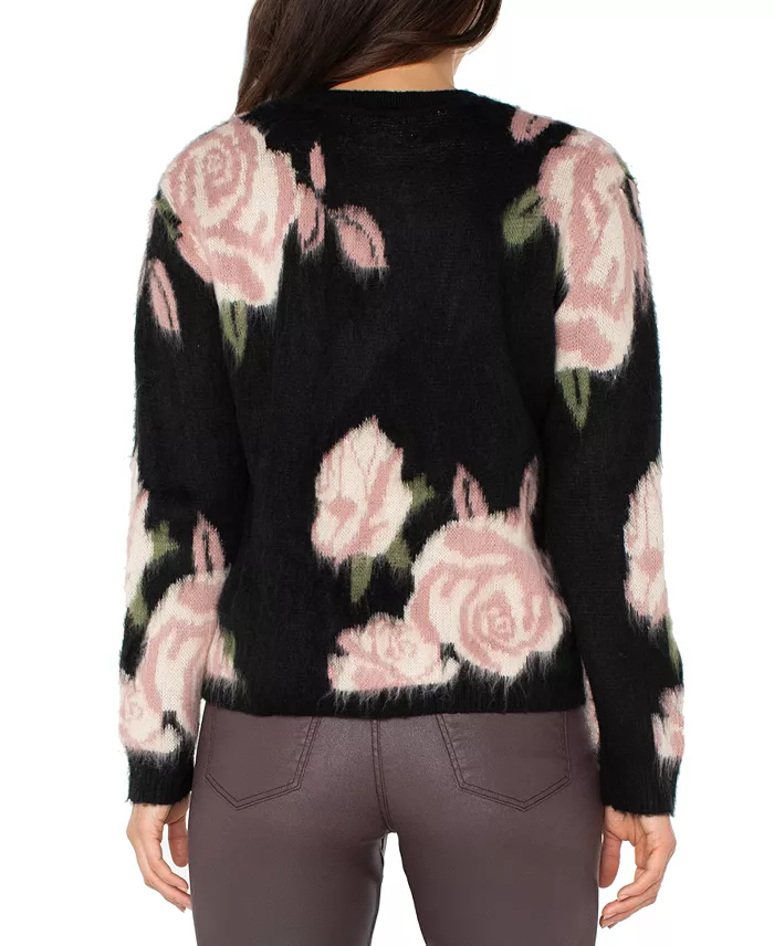 Women's Floral Print Long Sleeve Sweater - thumbnail 3