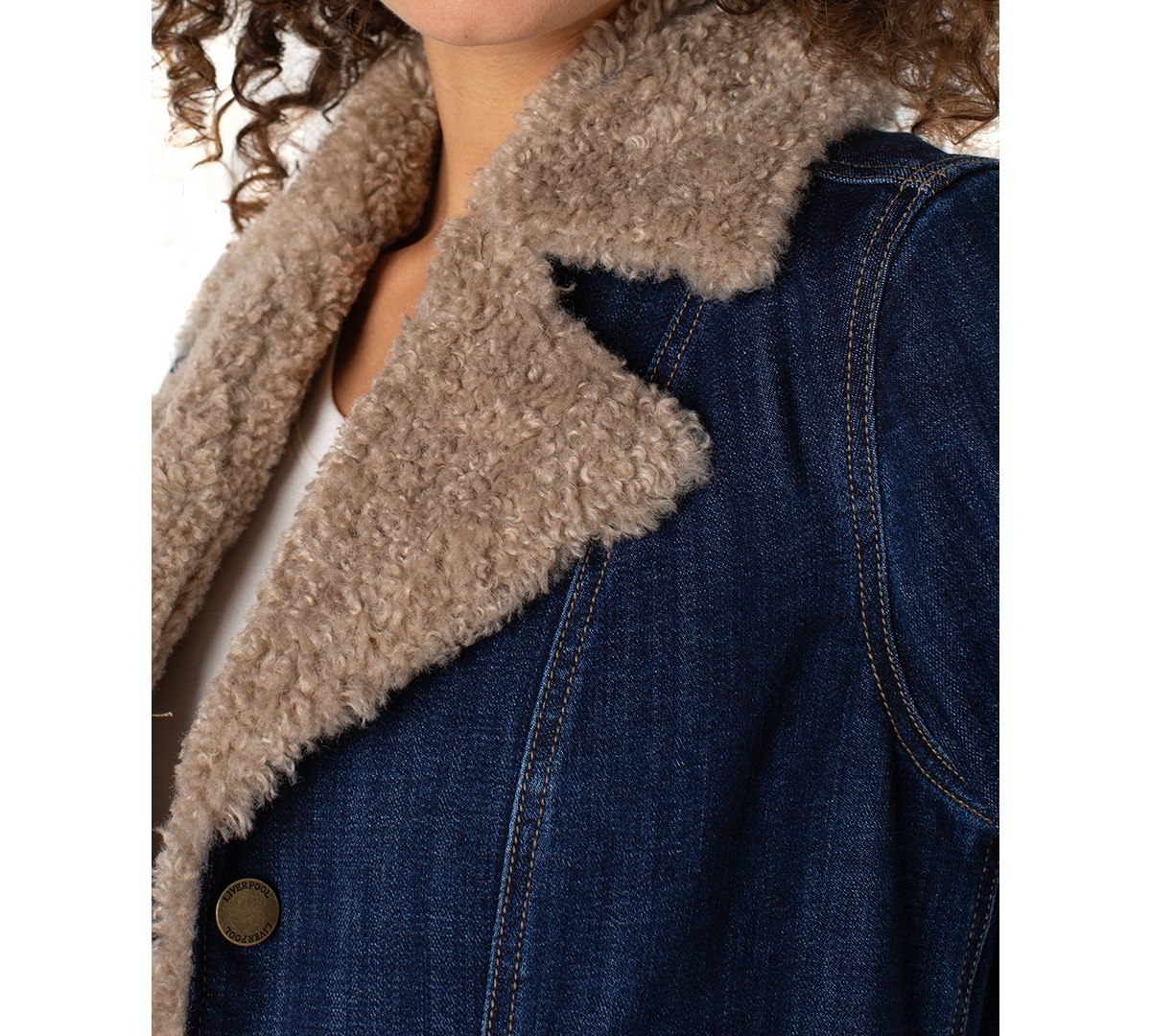 Liverpool Los Angeles Women's Sherpa Trim Notch Collar Jacket