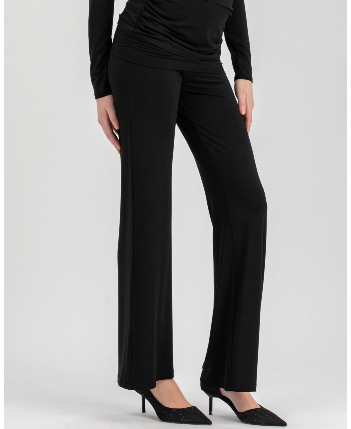 Pietro Brunelli Maternity Maternity Travis Trousers With Ruched Waist And Flared Fit In Black