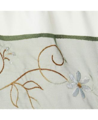 5 Piece Embroidered Floral Kitchen Curtain Tier Curtain Valance & Tiebacks Set