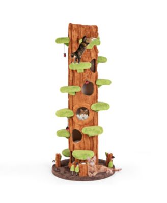 90.5'' Tall Multifunctional Cat Tree w/ Private Condos Sisal Covered Scratching Panel