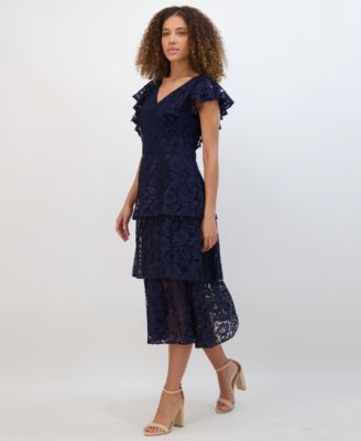 Women's Tiered Lace Midi Dress 