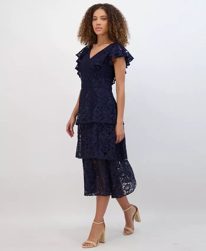 Women's Tiered Lace Midi Dress - thumbnail 6