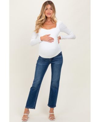 Maternity Dark High Rise Crop Straight Jeans