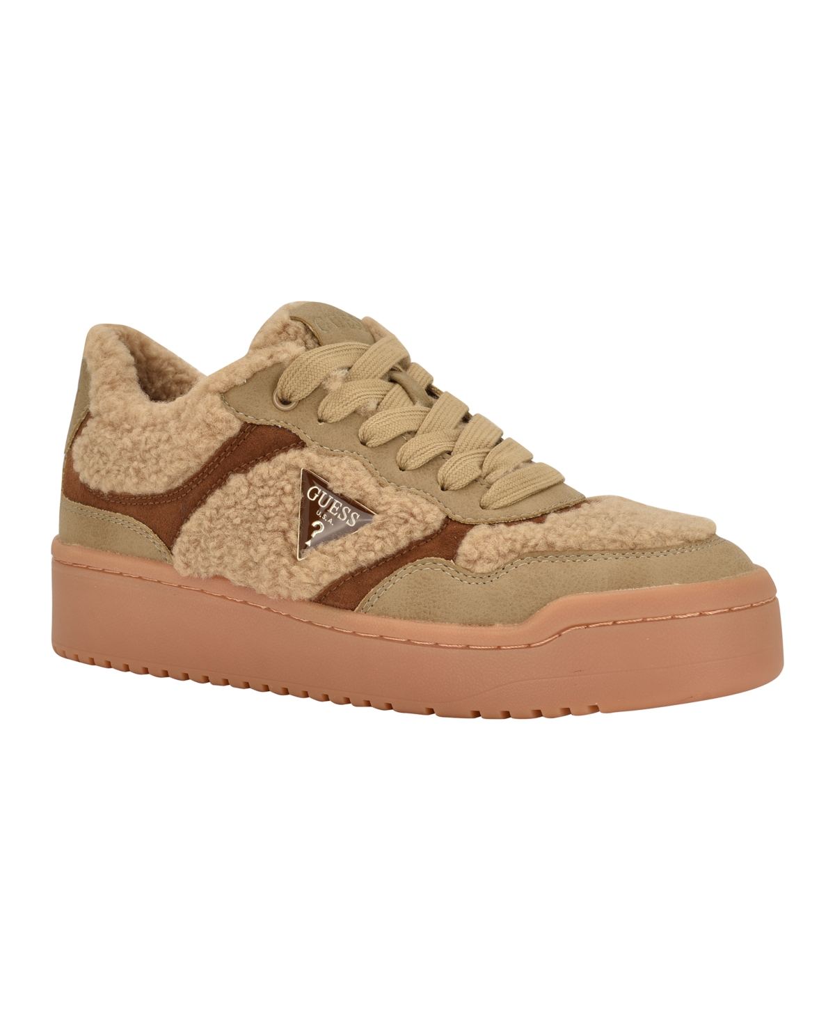 Guess Women's Miram Platform Lace-up Court Sneakers In Brown