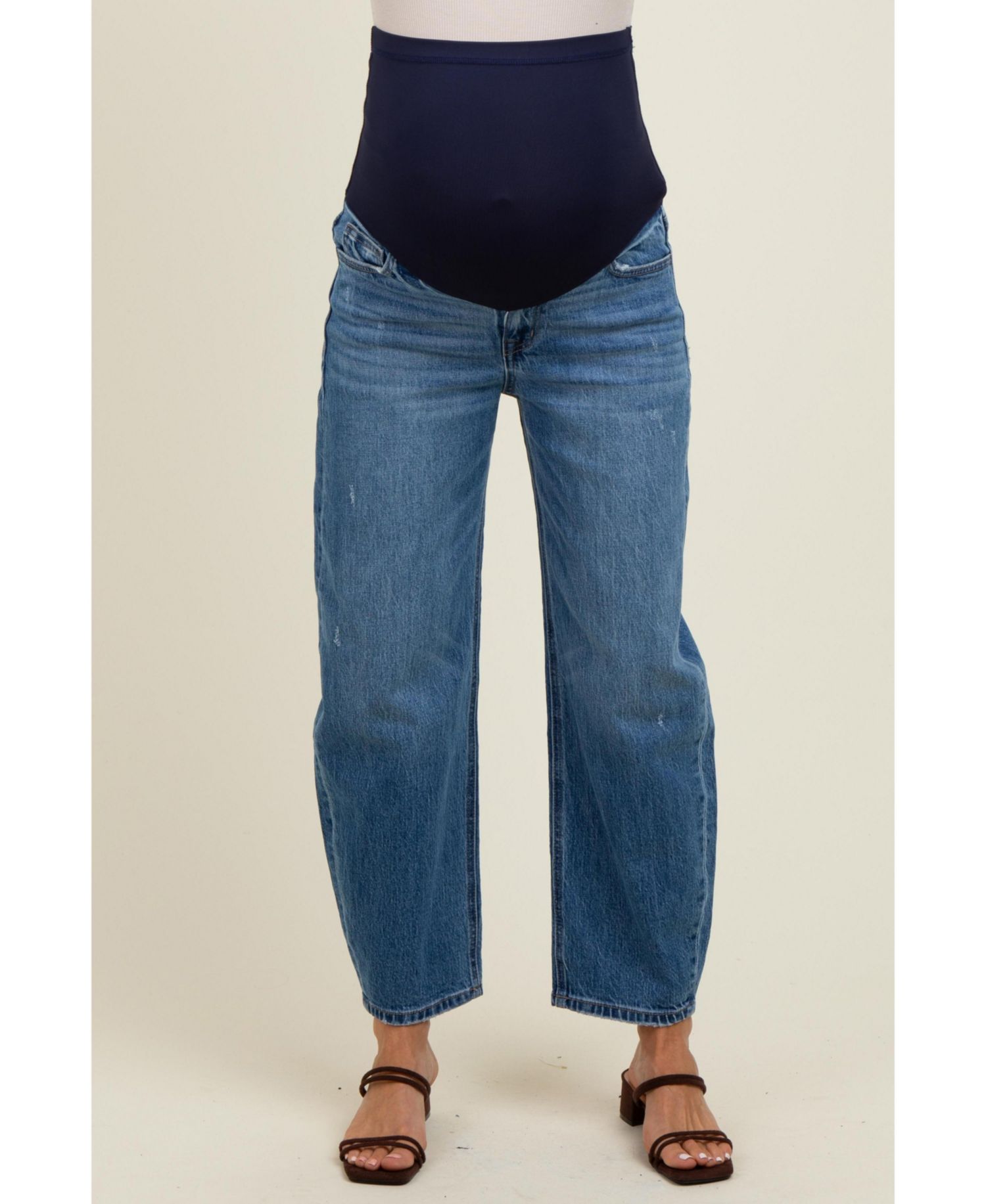 Women's Blue Vintage Wash Ankle Straight Leg Jeans