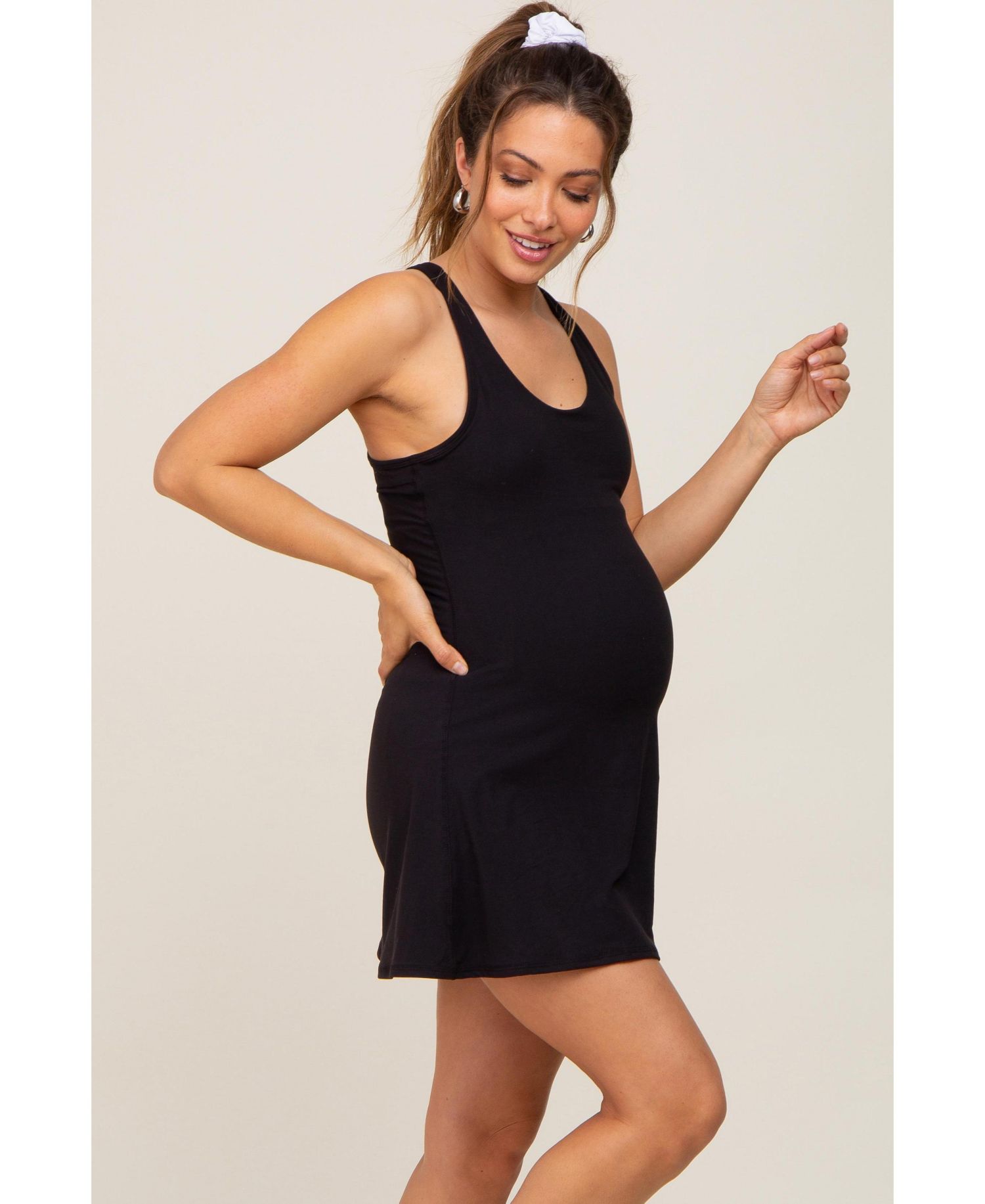 Women's Black Tennis Racerback Romper Dress