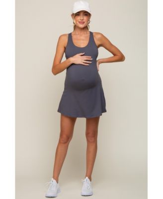 Maternity Grey Tennis Racerback Romper Dress