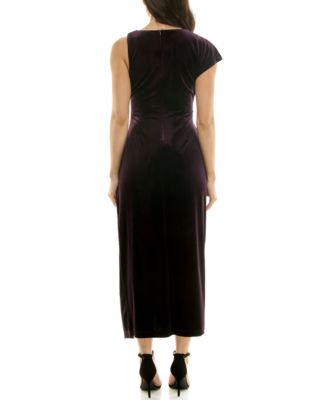 Women's Asymmetrical Velvet Midi Dress