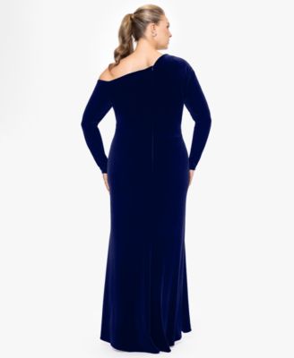 Plus Size Cold-Shoulder Velvet Gown