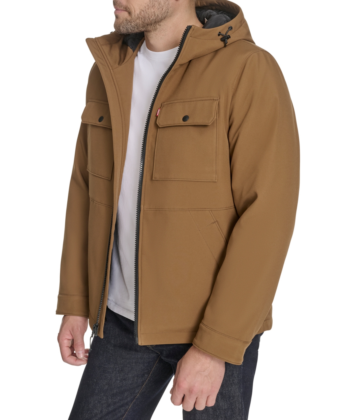 Levi's Men's Rib Stop Softshell With Hood Jacket In Blue