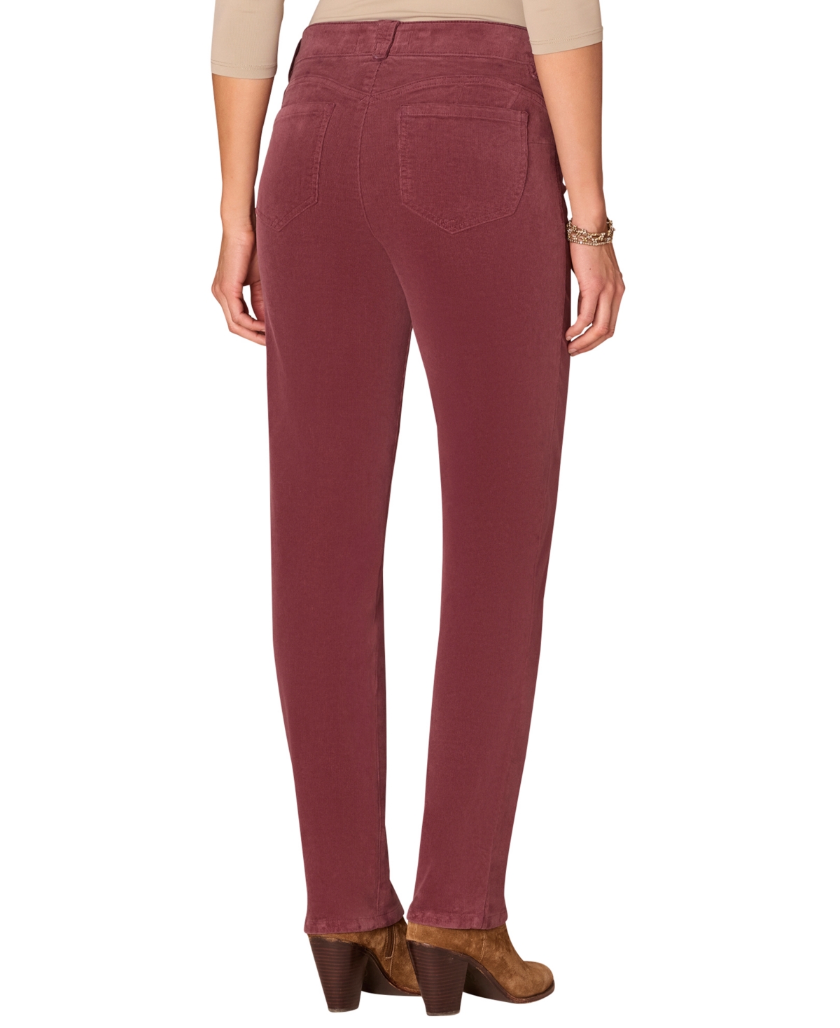 Democracy Petite "ab"solution Corduroy Straight-leg Jeans In Red