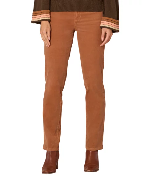 Petite "Ab"solution Corduroy Straight-Leg Jeans - Burnt Orange
