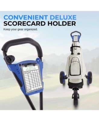 Foldable 3-Wheel Golf Push Cart with Deluxe Scorecard Holder