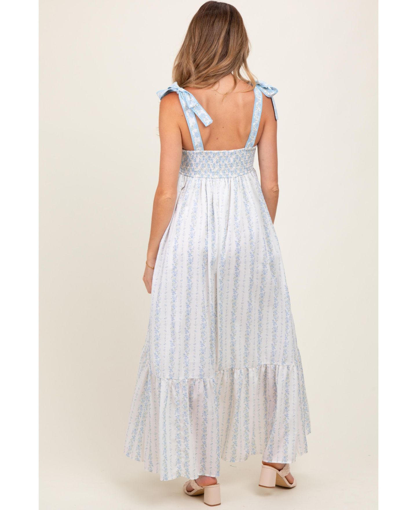 Женское платье Pinkblush Light Blue Floral Cotton, цвет: Светлый синий — фото 3