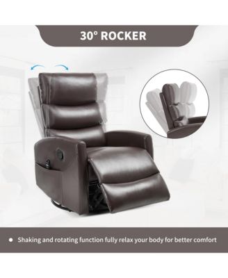 Heat Massage Manual Recliner Chair with Rocker and Swivel for Living Room
