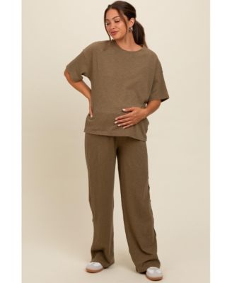 Maternity Textured Knit Oversized Tee And Pants Set