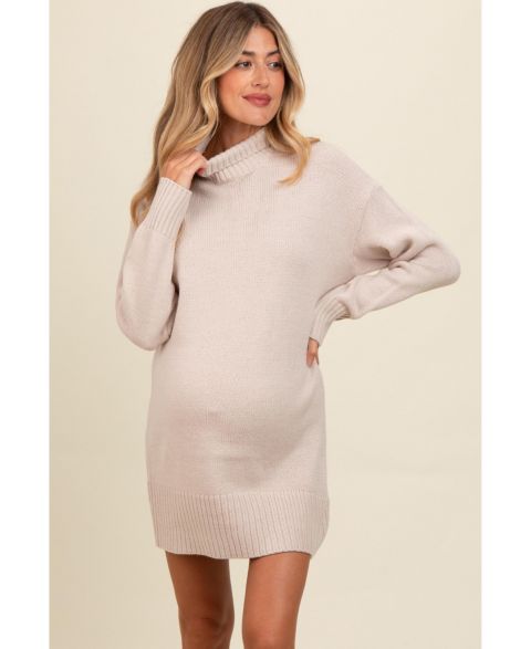 Женское платье Pinkblush Beige Turtle Neck Mini Sweater Dress, цвет: Бежевый