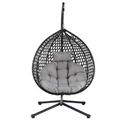 U STYLE Sturdy Hammock Chair with Stand Durable Hanging Egg Chair Rattan Weaving Indoor Outdoor Swing