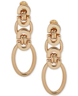 Anne Klein - Gold Tone Linked Chain Linear EZ Comfort Clip Earrings
