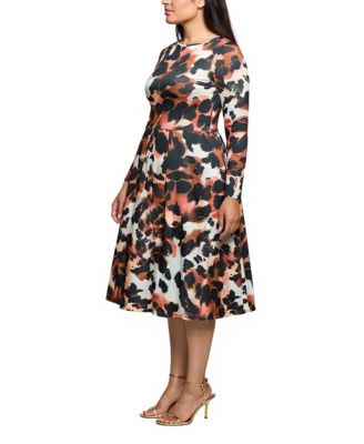 Plus Size Long Sleeve Midi Dress