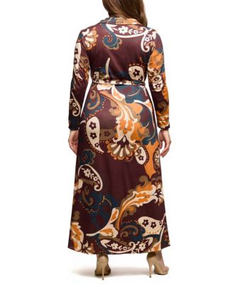 Plus Size Paisley Empire Waist Maxi Dress