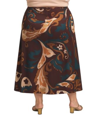 Plus Size Elastic Waist Midi Skirts