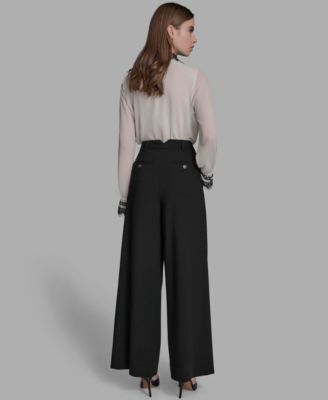 Women's Pleated Back Notch Wide Leg Pants