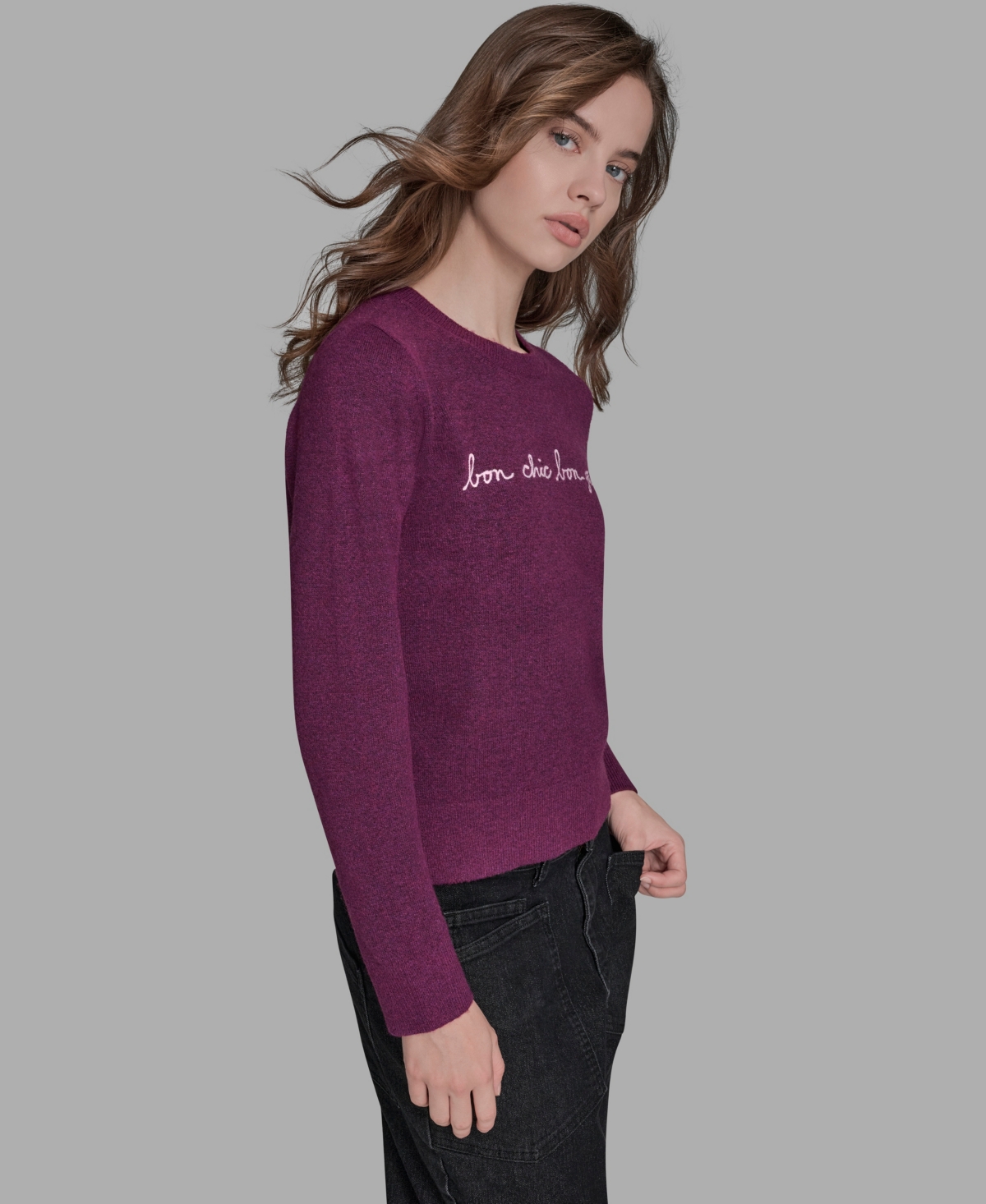 Bcbg Women's Bon Chic Genre Long Sleeve Sweater In Burgundy