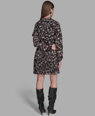 Women's Long Sleeve Crinkle Empire Waist Dress