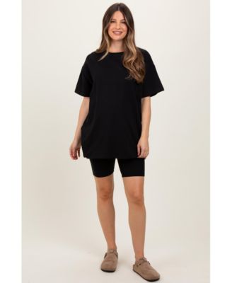 Maternity Black Biker Shorts Set