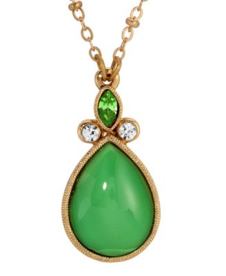 Green Teardrop Crystal Necklace