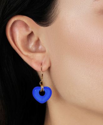 Gold Tone Heart Drop Leverback Earrings