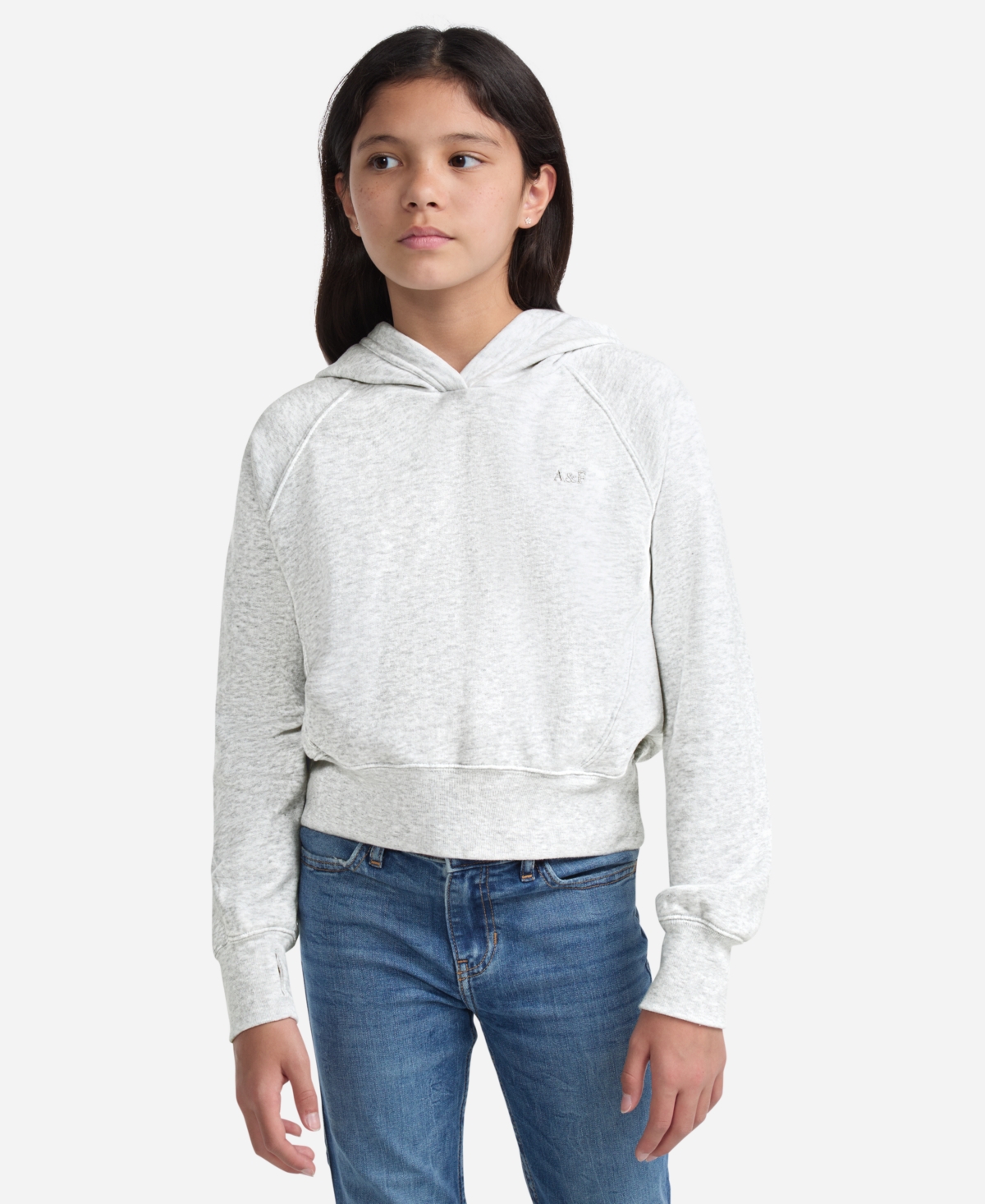 Abercrombie Girls Essential Full-zip Hooded Sweatshirt In White