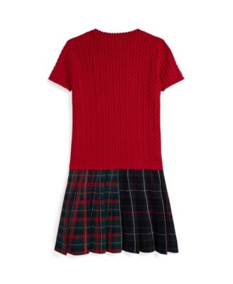 Girls' 7-16 Plaid-Skirt Cotton Dress