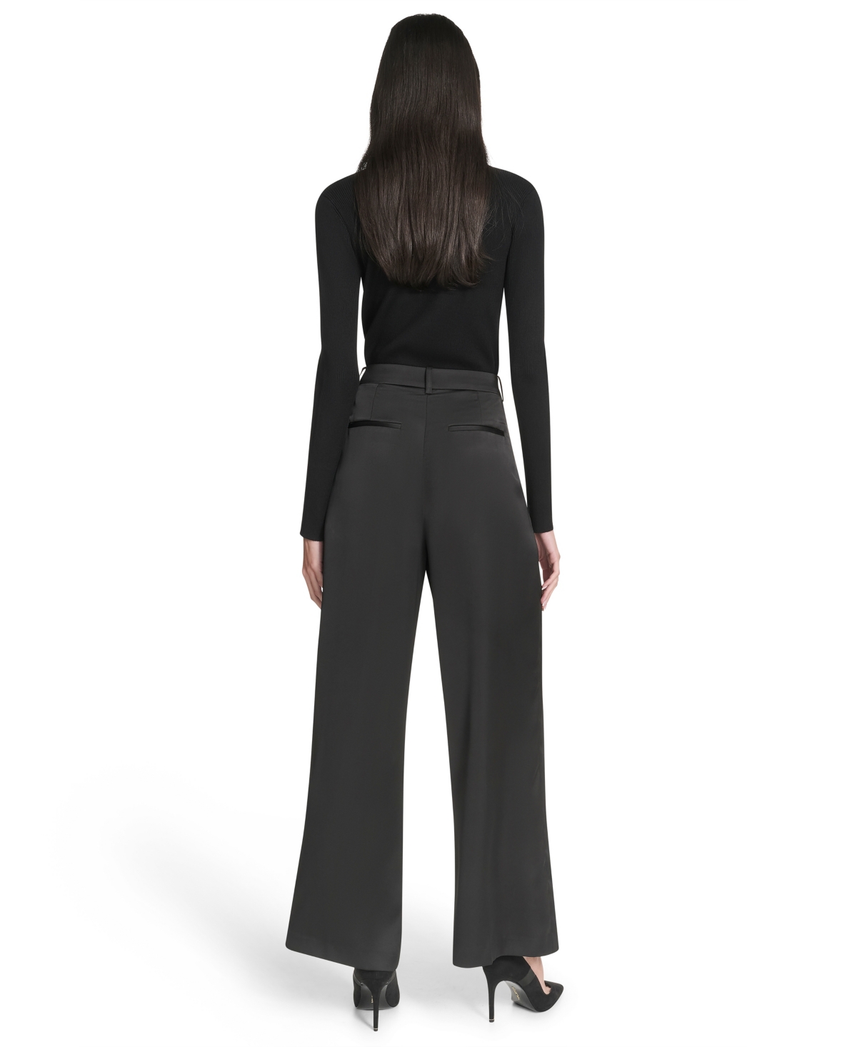 Halston Women's Pull-on Ponte Wide Leg Trousers In Black