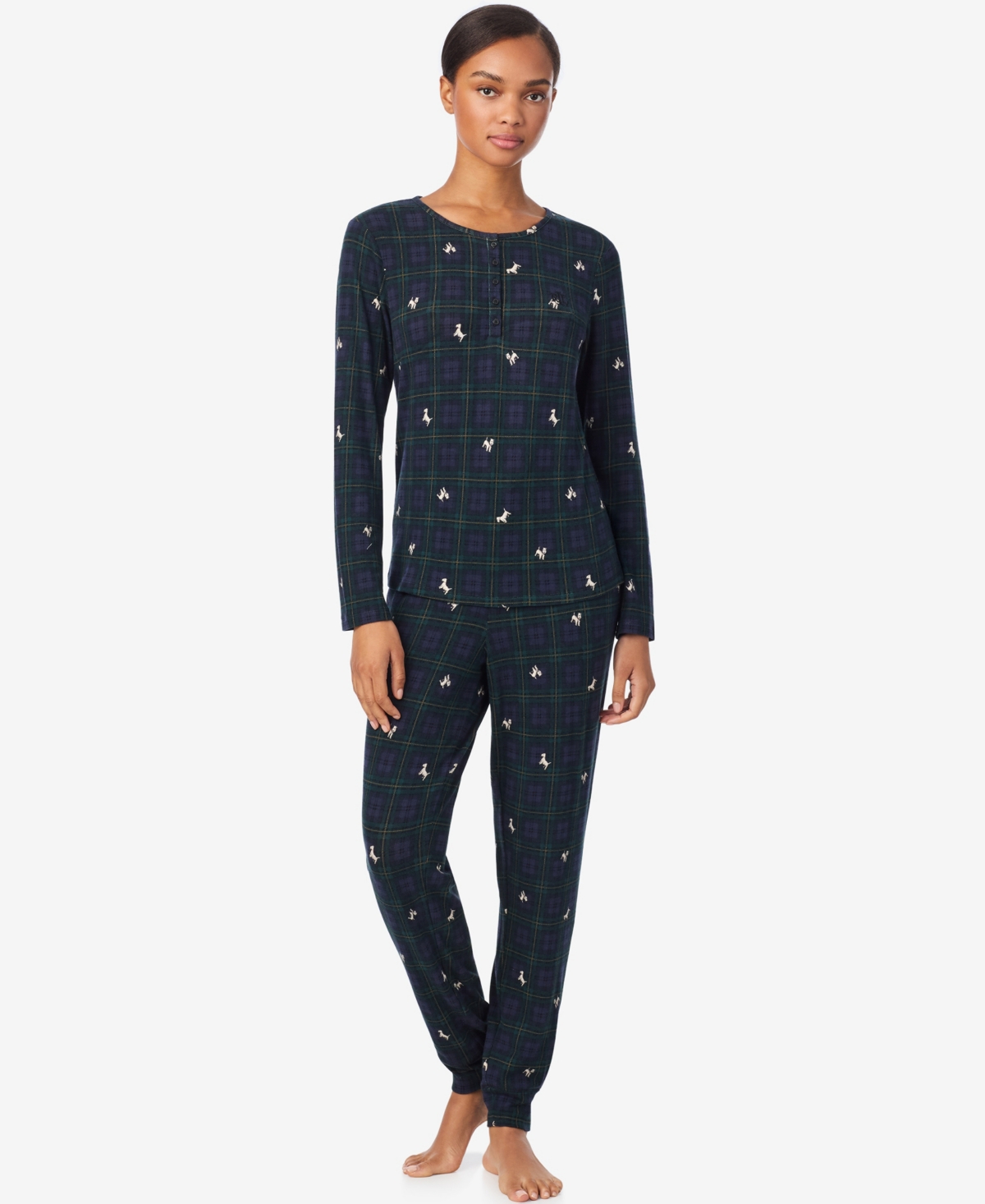 Lauren Ralph Lauren Women's Long Sleeves Henley Jogger Pajama Set