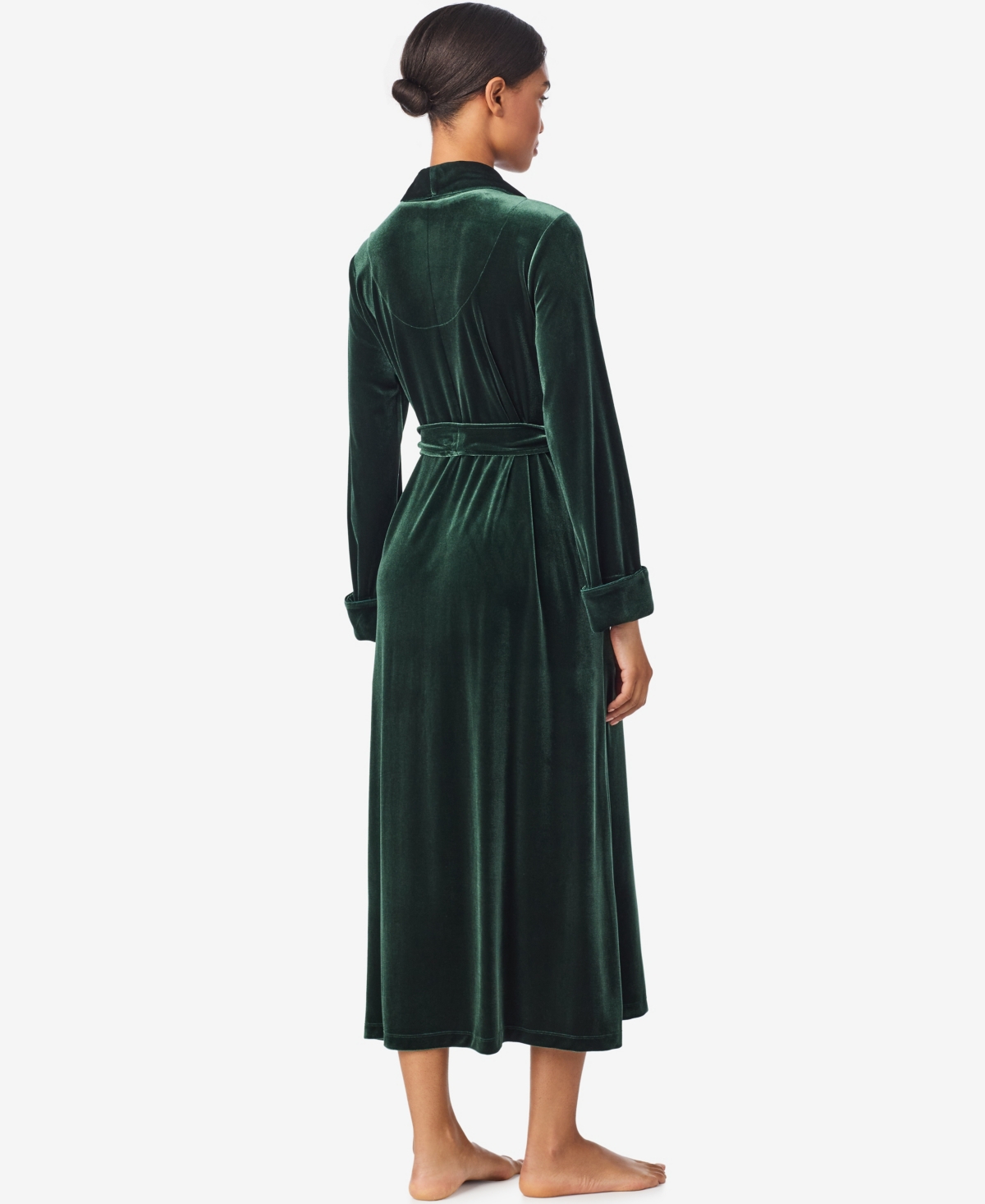 Ralph Lauren Velvet Long Shawl-collar Robe In Green