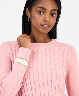 Women's Thick-Tipped Cable-Knit Crewneck Sweater