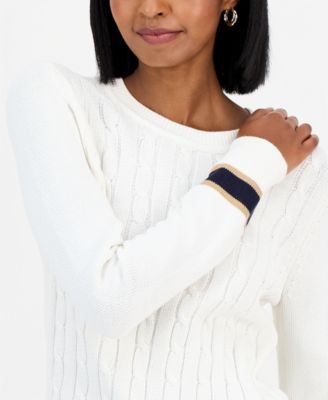 Women's Thick-Tipped Cable-Knit Crewneck Sweater