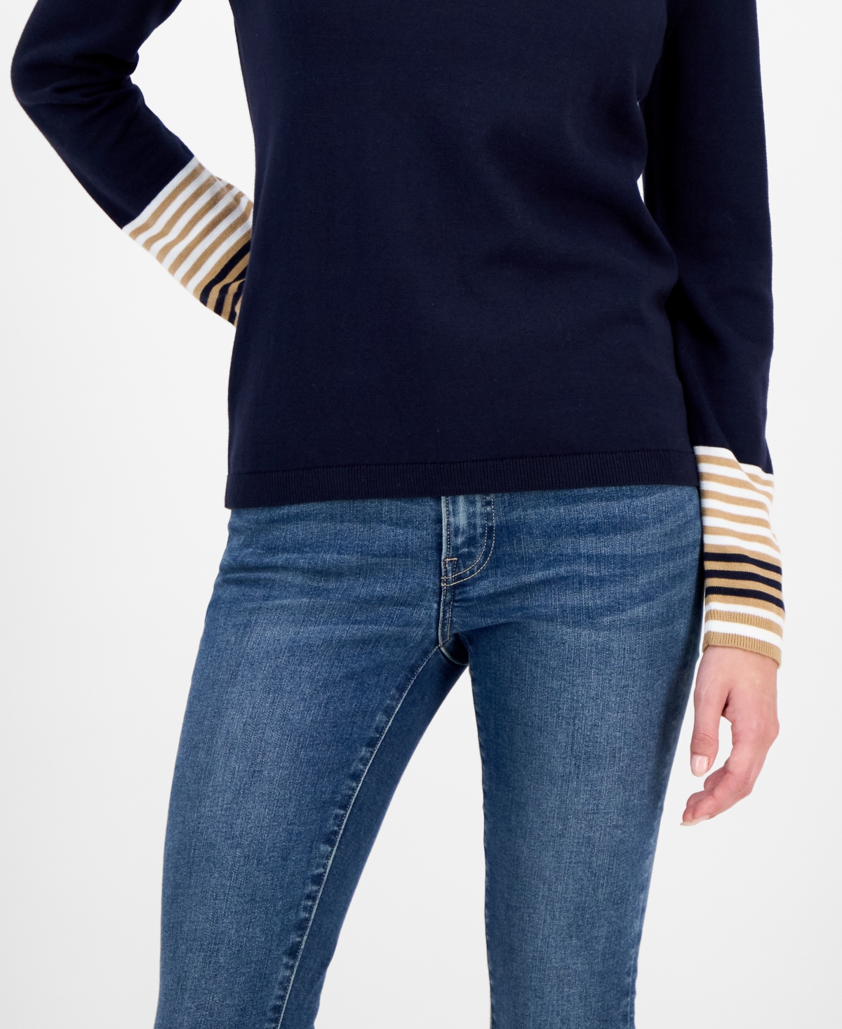 Nautica Jeans Women's Cotton V-neck Sweater In Multi