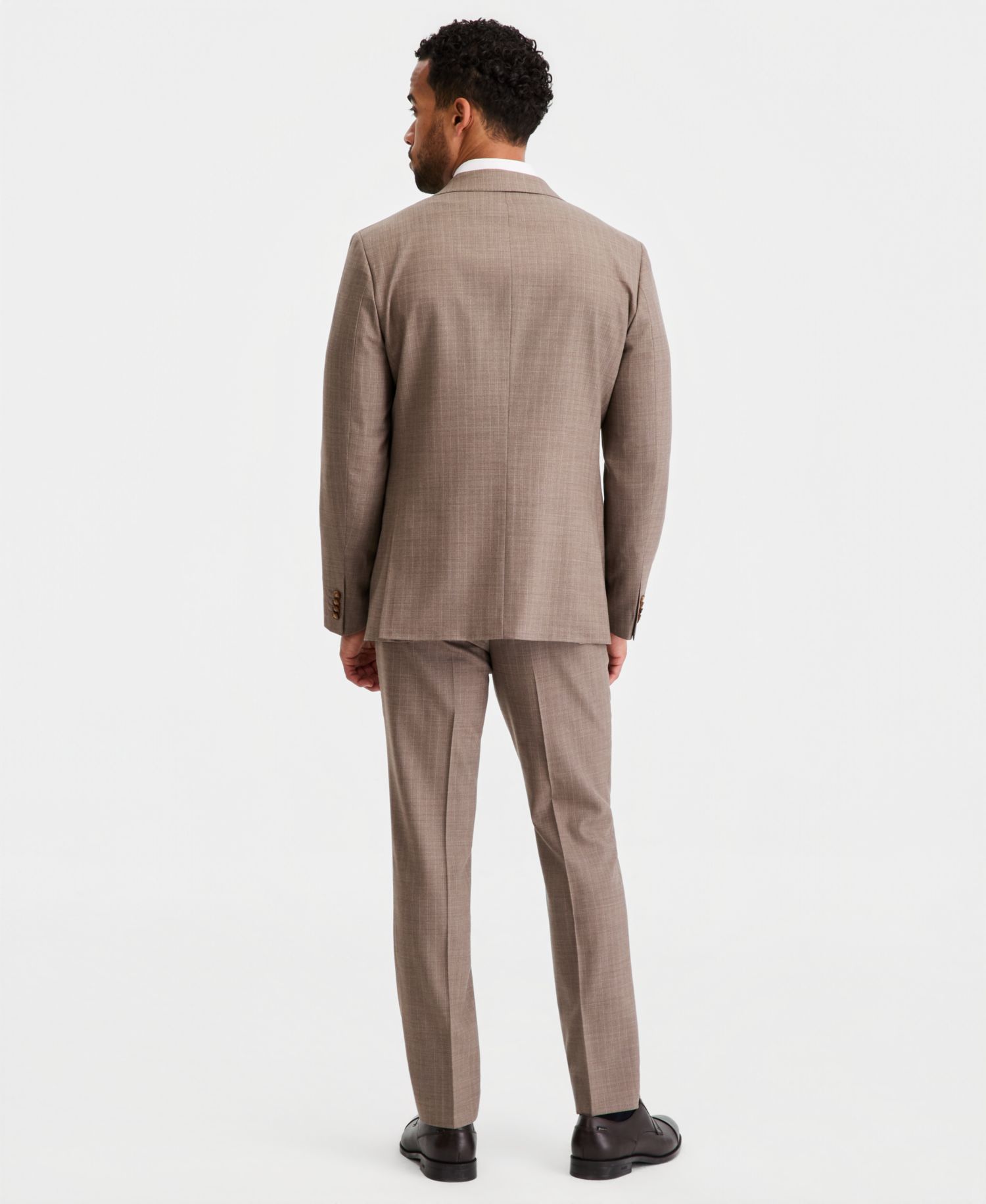 Men's Modern-Fit Wool-Blend Tan Pinstripe Suit Separates