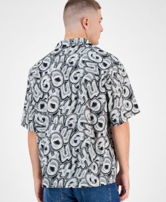 Men's Eligino Short-Sleeve Logo Print Button-Front Camp Shirt