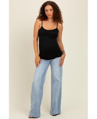 Maternity Light Blue Vintage Wash Wide Leg Jeans