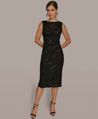 Donna Karan New York - Women's Mesh Sequin Sleeveless Midi Dress
