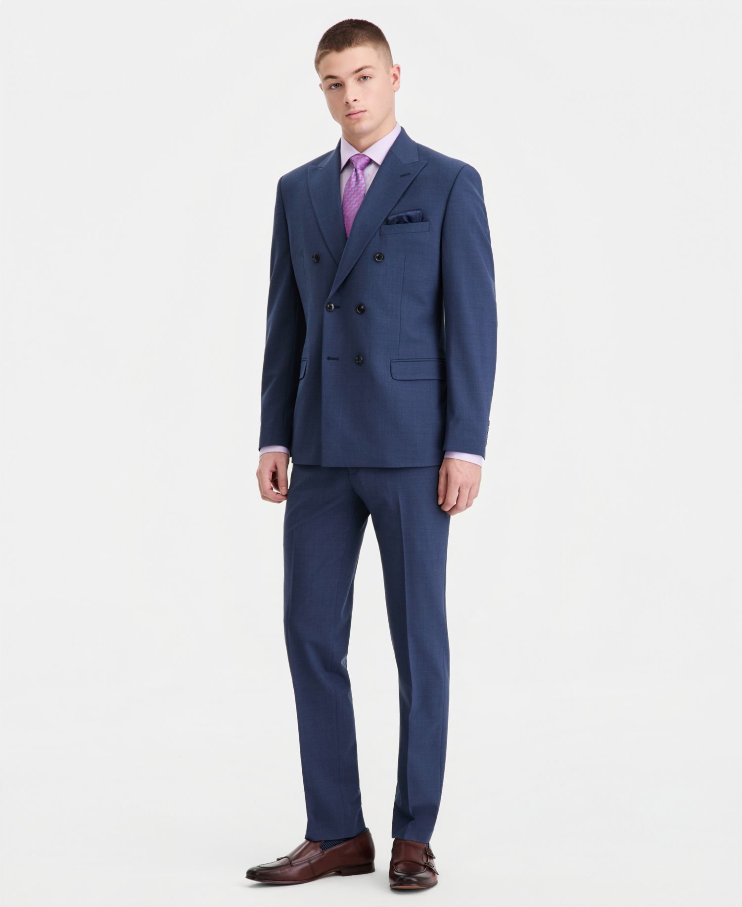 Men's Slim-Fit Double-Breasted Wool-Blend Suit Separates